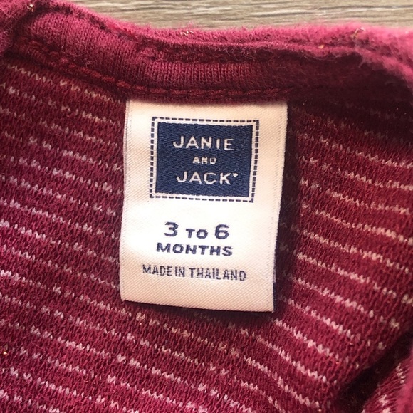 Janie And Jack Ruffle Maroon Holiday Dress Long Sleeve Size 3-6 Months - Picture 5 of 9